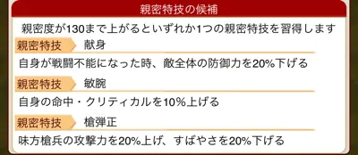 城姫クエスト極・玉縄城[温泉]の親密特技