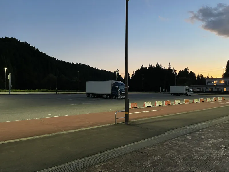 道の駅協和の駐車場・大型トラック
